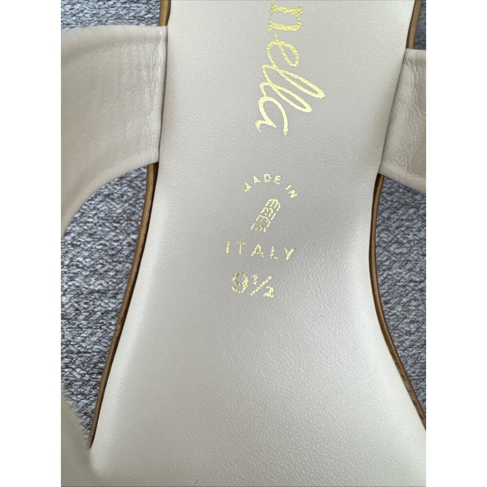 Toscanella Handmade Italy Ella Cream with Gold Black Accent Wedge Sandal SZ 9.5 - Picture 2 of 16